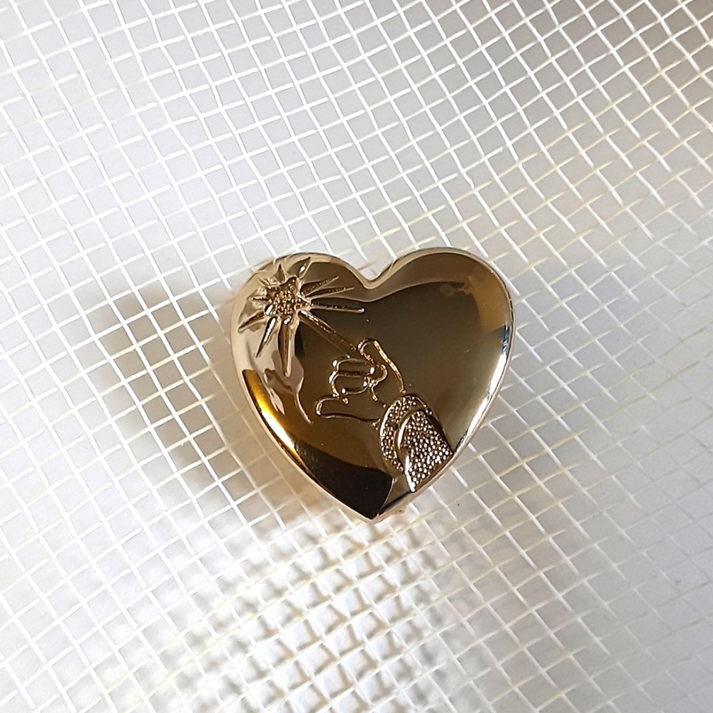 DISNEY Hand & Wand Heart Pin Variety Club Gold Tone Brooch Vintage Collectible